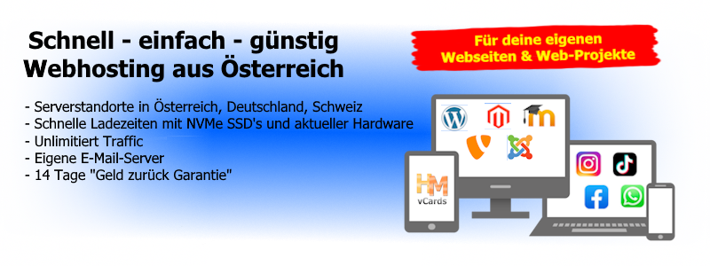 Schnell - einfach - günstig. Webhosting aus Österreich ab € 3,50 / Monat