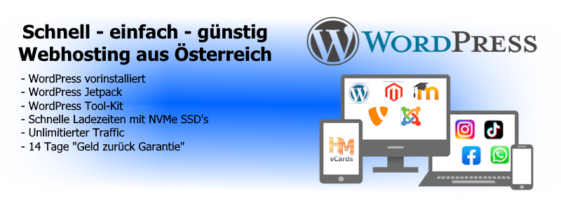 Schnell - einfach - günstig. Webhosting aus Österreich mit WordPress ab € 5,50 / Monat